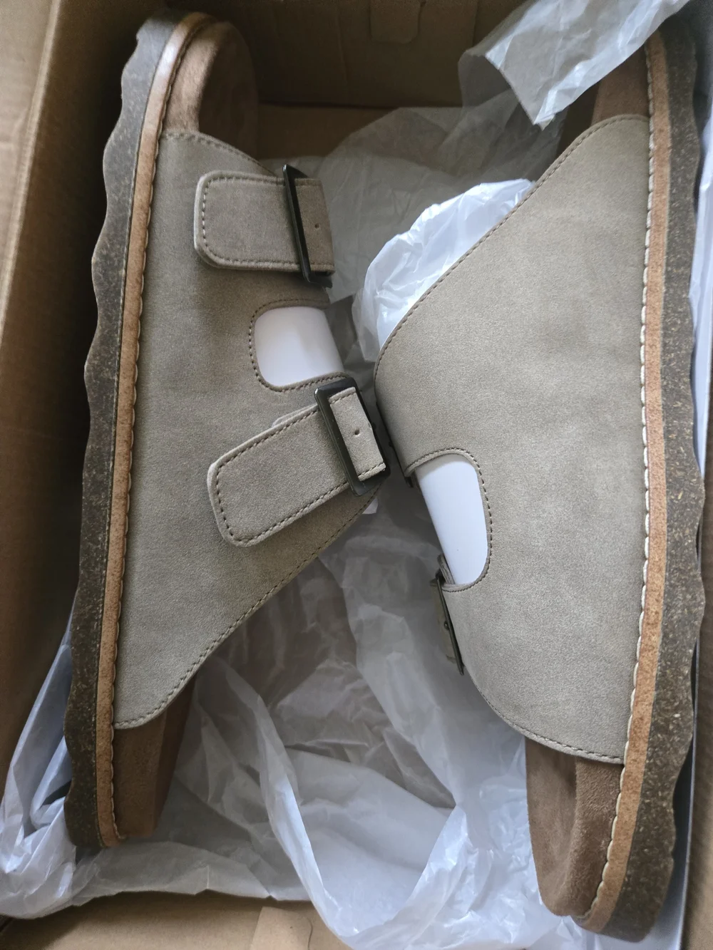 Dockers Men's Suede Double Strap Sandals in Taupe
